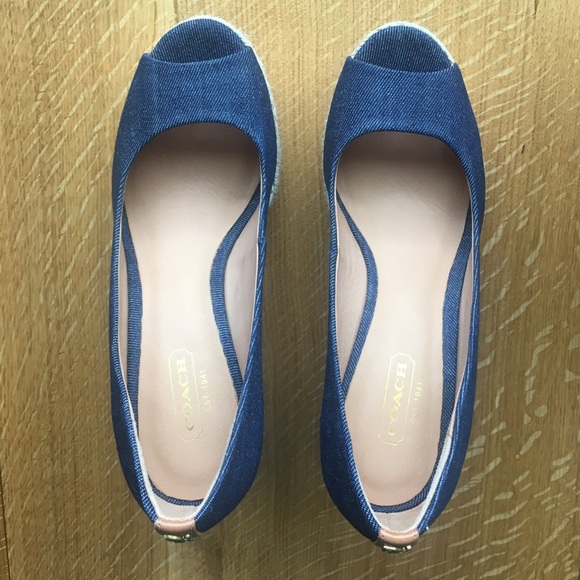 4” Denim Coach Wedges - Picture 1 of 5